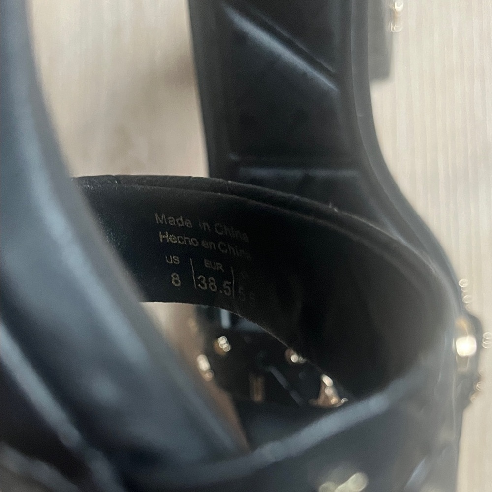 Aldo x Wicked Take Flight Black Gold Vegan Leather Platform Heels - Picture 8 of 9